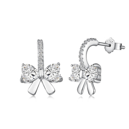 [Spark Jewelry]Exquisite Earrings With Heart-Shaped Bow Design