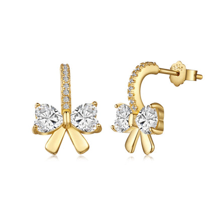 [Spark Jewelry]Exquisite Earrings With Heart-Shaped Bow Design