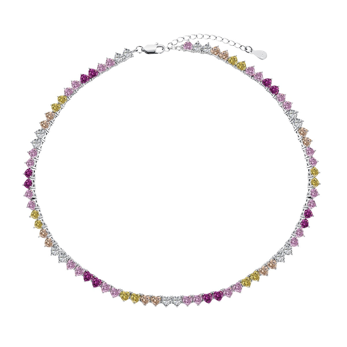 [Spark Jewelry]Sparkling Colorful Full Heart Tennis Necklace