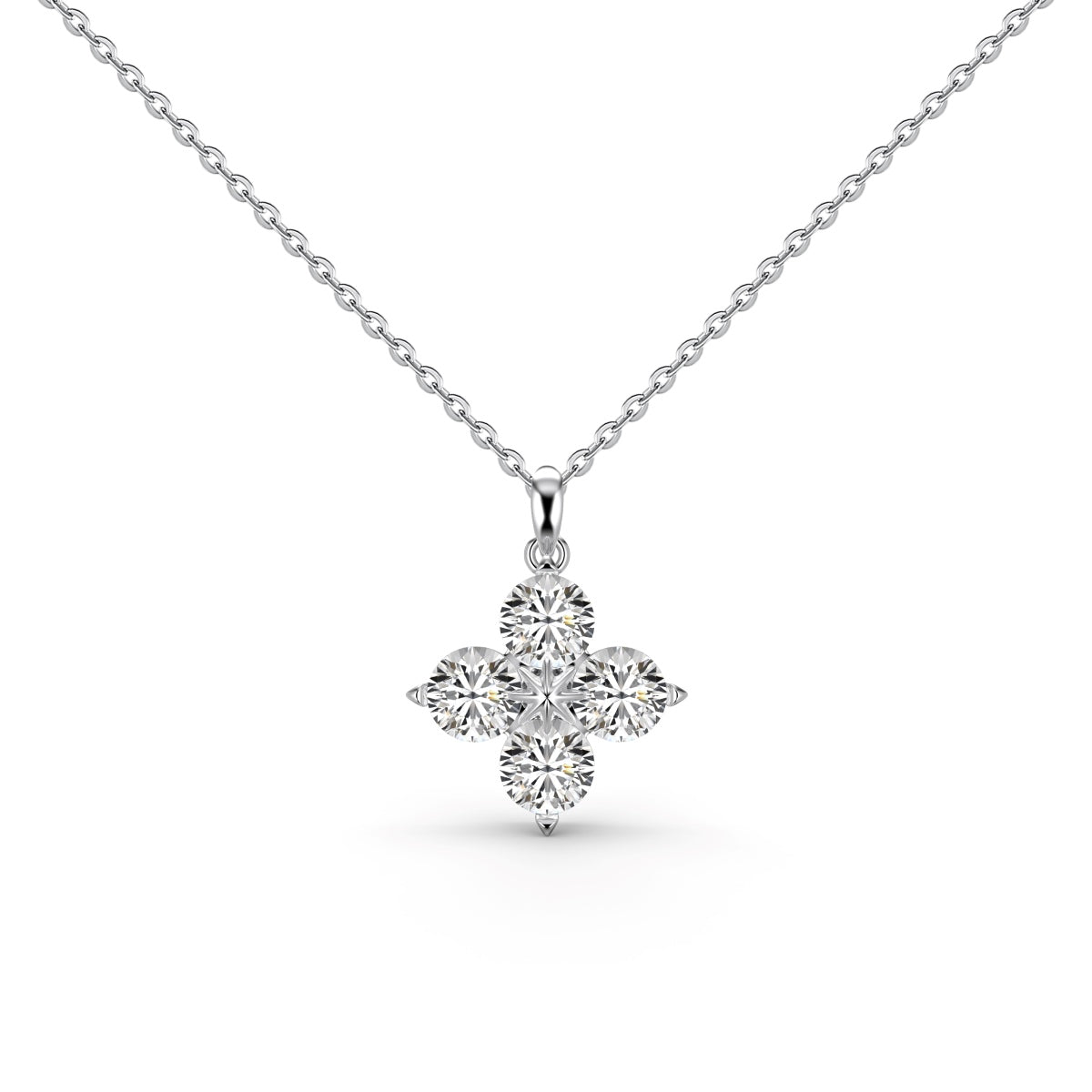 [Spark Jewelry]Four-Leaf Clover And Eight-Pointed Star Necklace