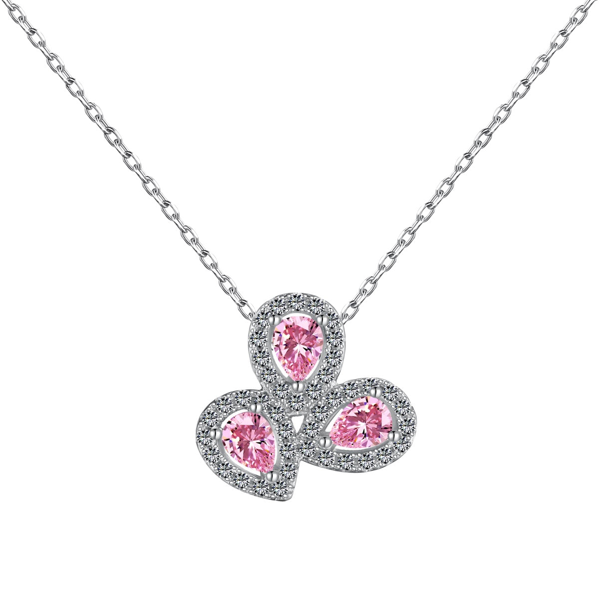 [Spark Jewelry]Elegant Flower Shape Pear Cut Necklace