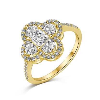 [Spark Jewelry]Luxurious Eternity Flower Shape Banquet Ring