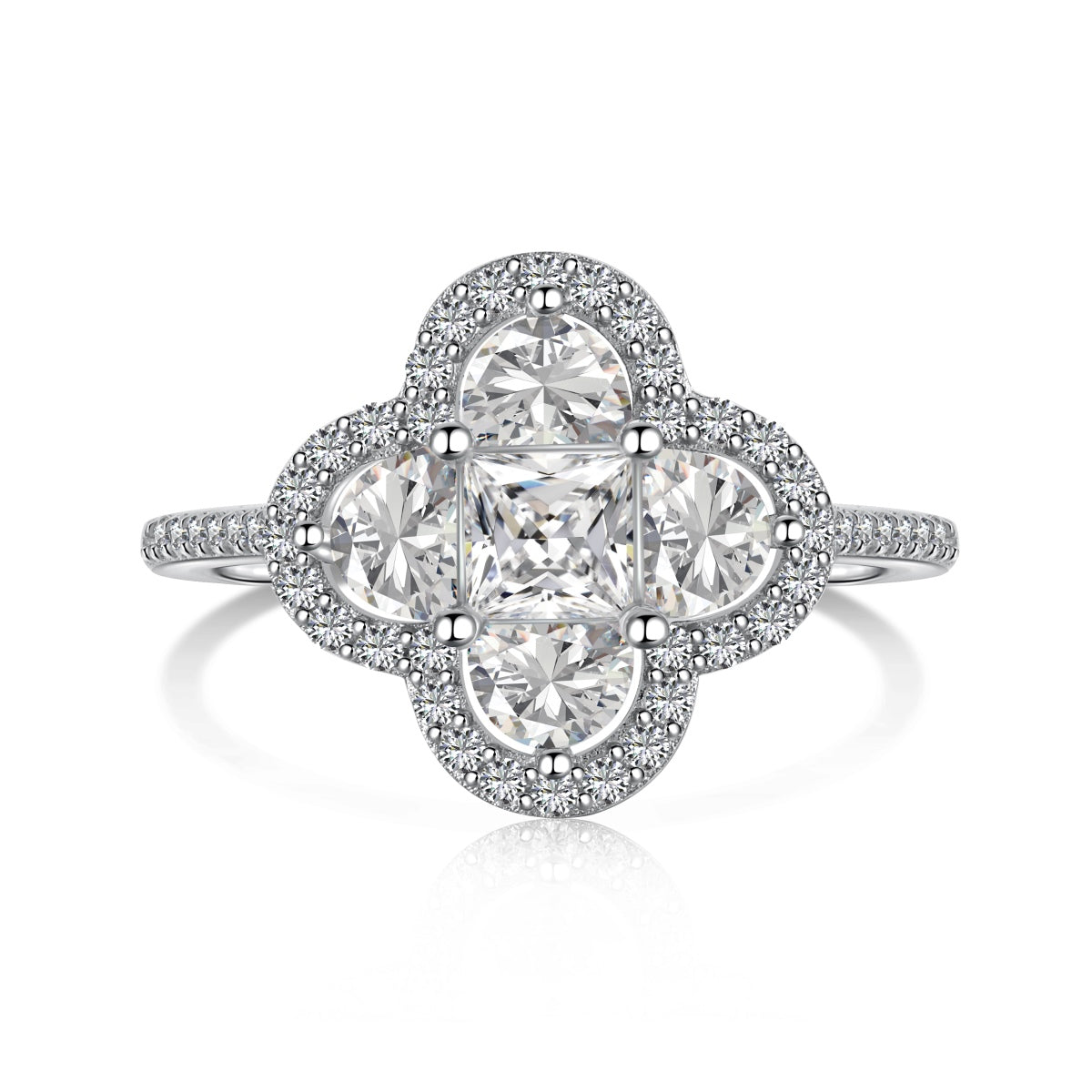 [Spark Jewelry]Luxurious Eternity Flower Shape Banquet Ring