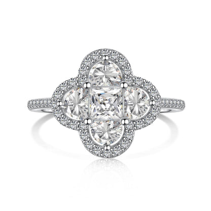 [Spark Jewelry]Luxurious Eternity Flower Shape Banquet Ring