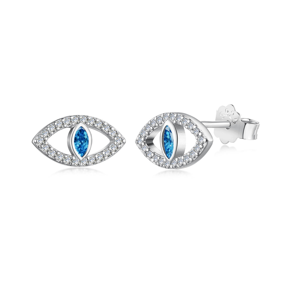 [Spark Jewelry]Blue Devil Eyes Hollow Stud Earrings
