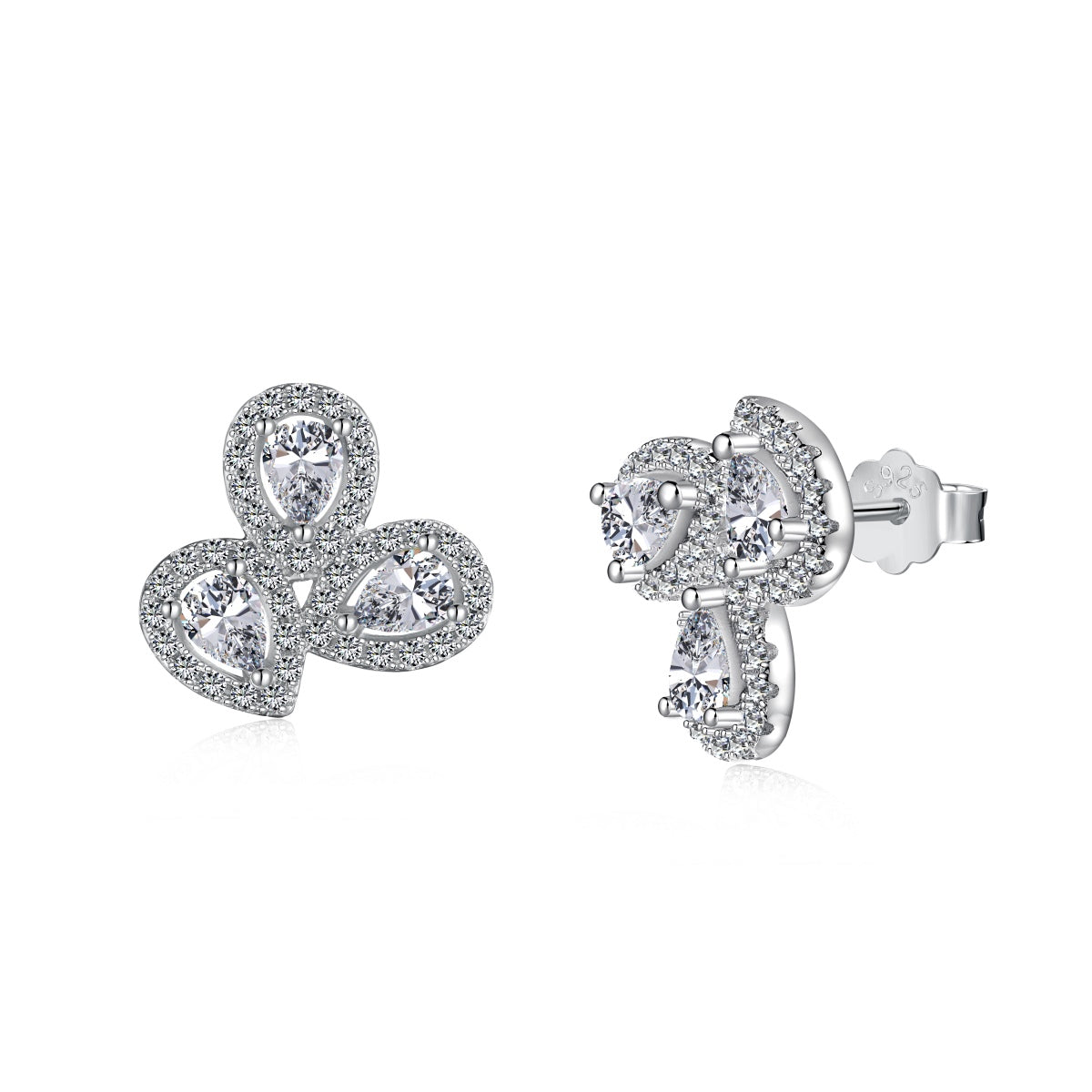 [Spark Jewelry]Ornate Flower Shape Pear Cut Lover Earrings