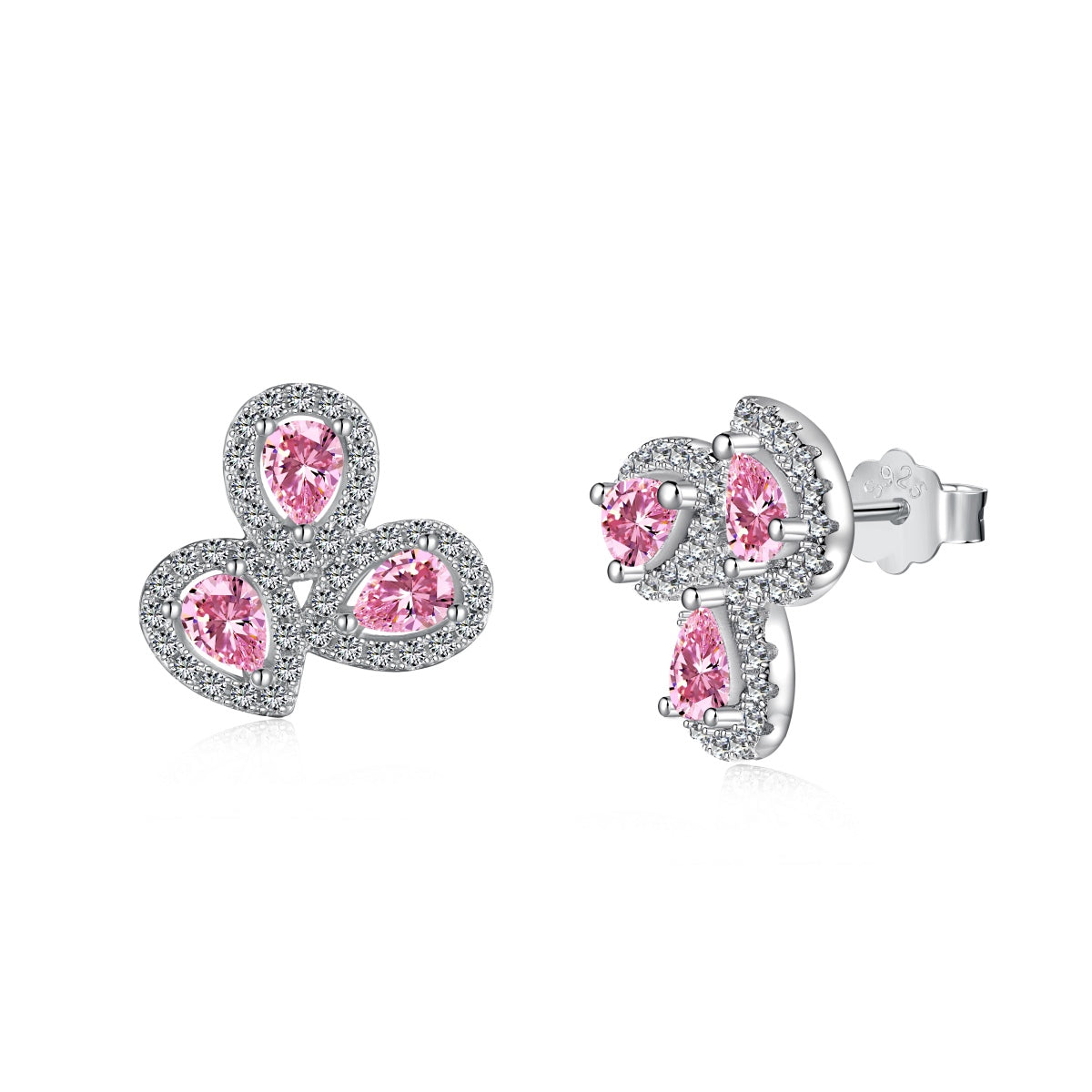 [Spark Jewelry]Ornate Flower Shape Pear Cut Lover Earrings