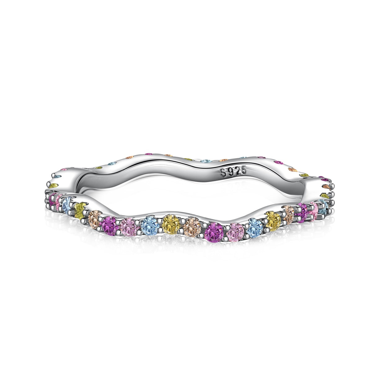 [Spark Jewelry]Dainty Colorful Round Cut Party Ring