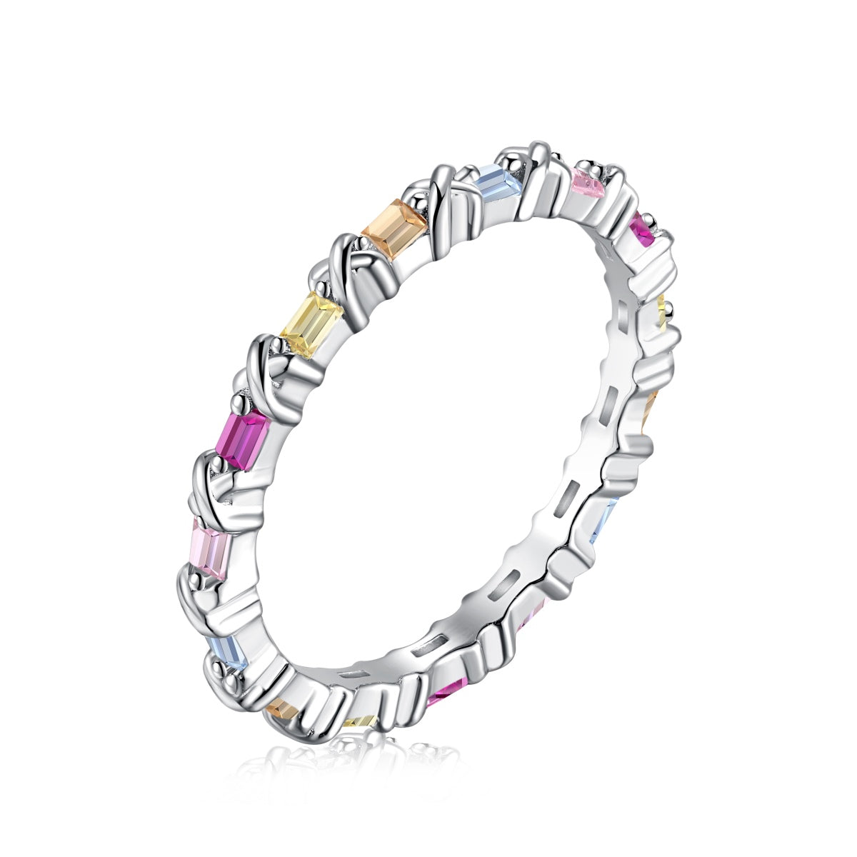 [Spark Jewelry]Charming Colorful Round Cut Daily Ring