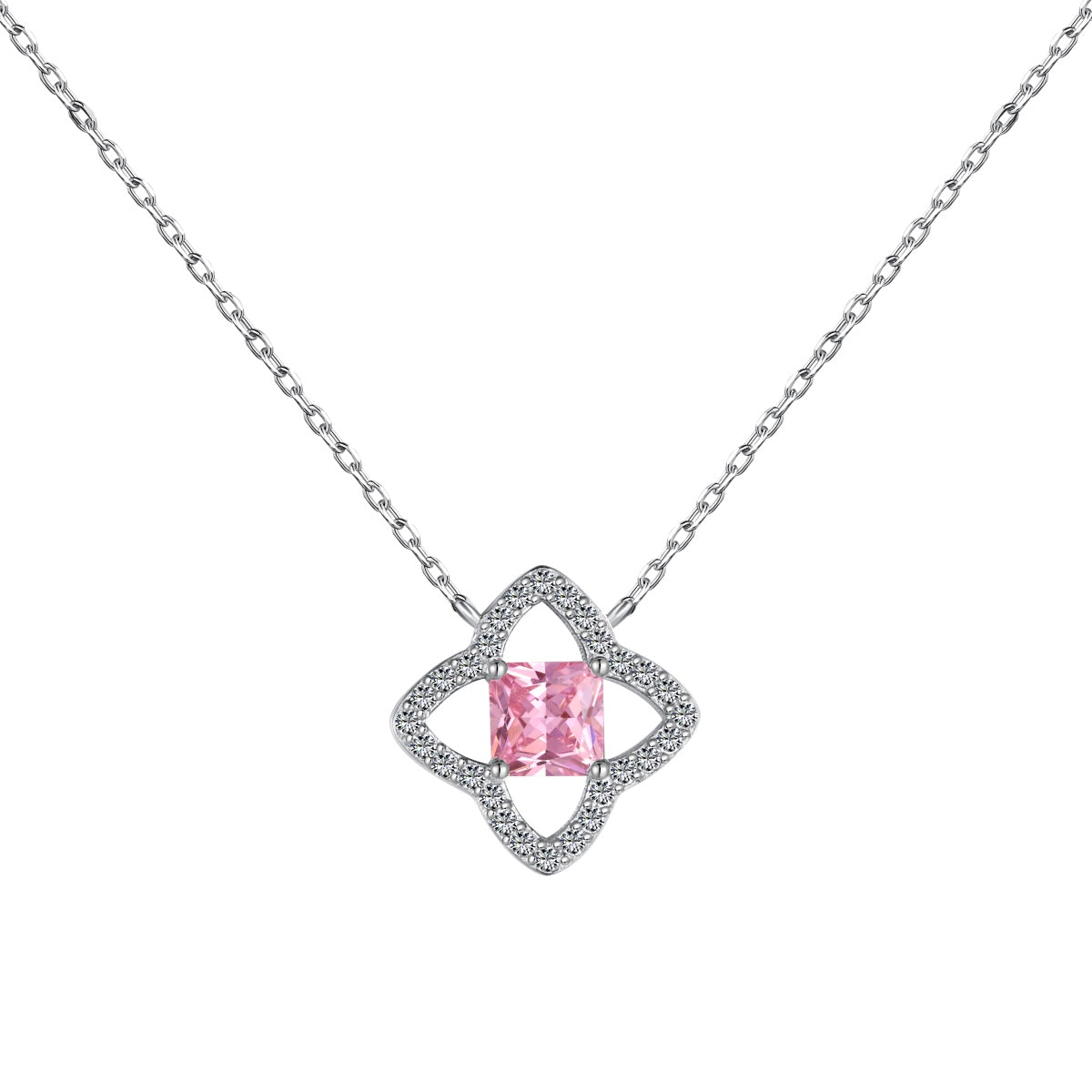 [Spark Jewelry]Exquisite Flower Shape Princess Cut Necklace