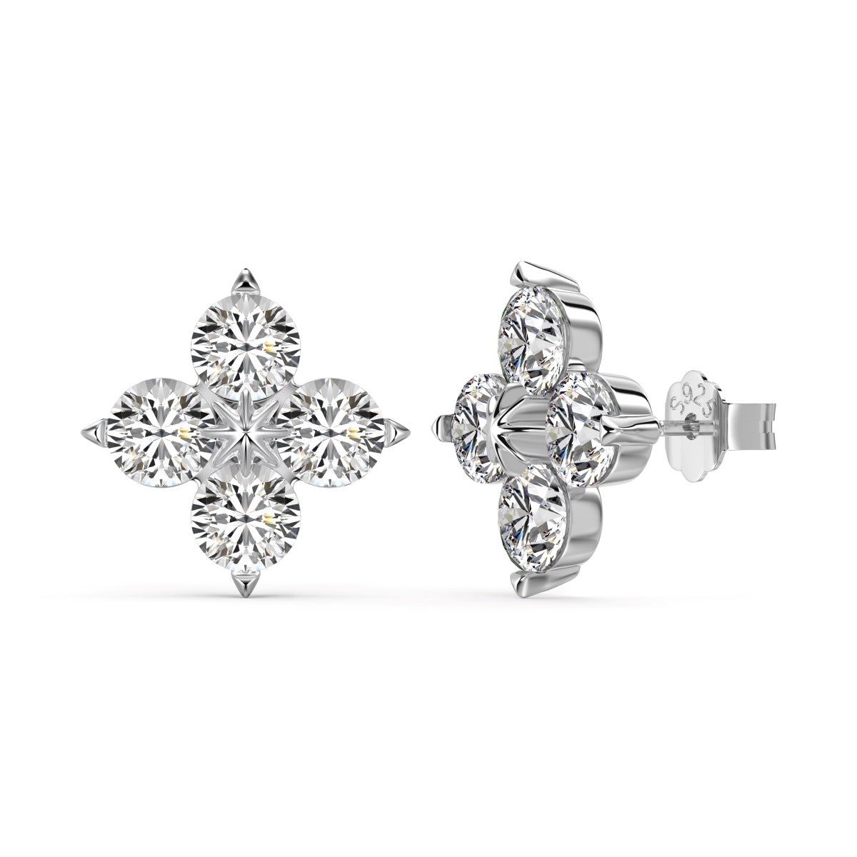 [Spark Jewelry]Four-Leaf Clover Eight-Pointed Star Earrings