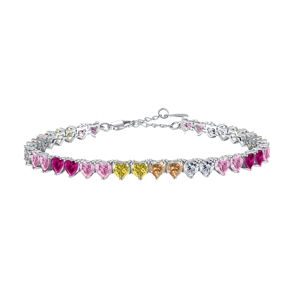 [Spark Jewelry]Luxurious Colorful Romantic Heart Shape Lover Bracelet