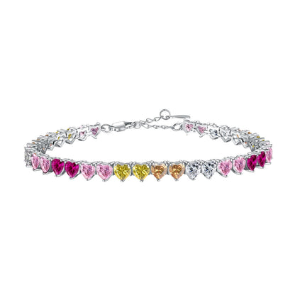 [Spark Jewelry]Luxurious Colorful Romantic Heart Shape Lover Bracelet