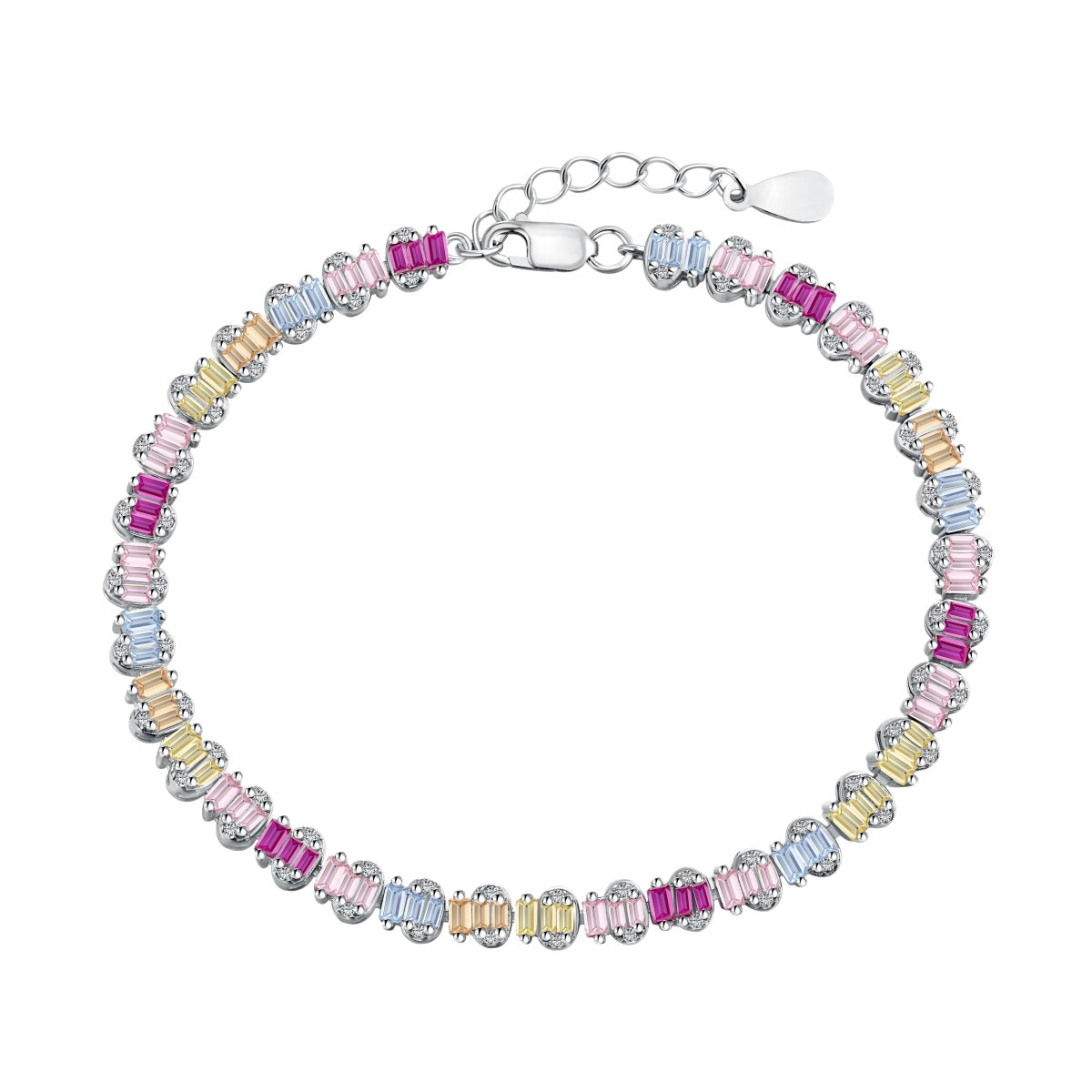 [Spark Jewelry]Delicate Colorful Emerald Cut Party Bracelet