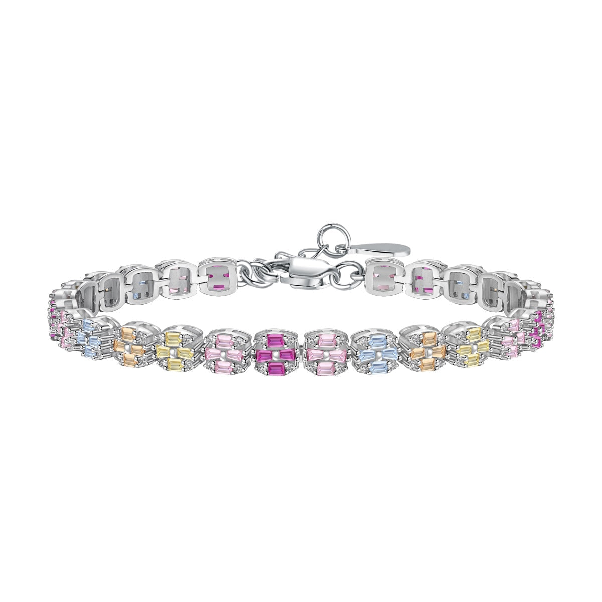 [Spark Jewelry]Delicate Colorful Emerald Cut Daily Bracelet