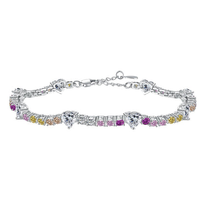 [Spark Jewelry]Romantic Heart Shape Round Cut Lover Bracelet