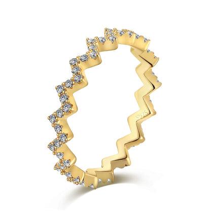 [Spark Jewelry]Delicate Enchanting Wave Shape Daily Ring
