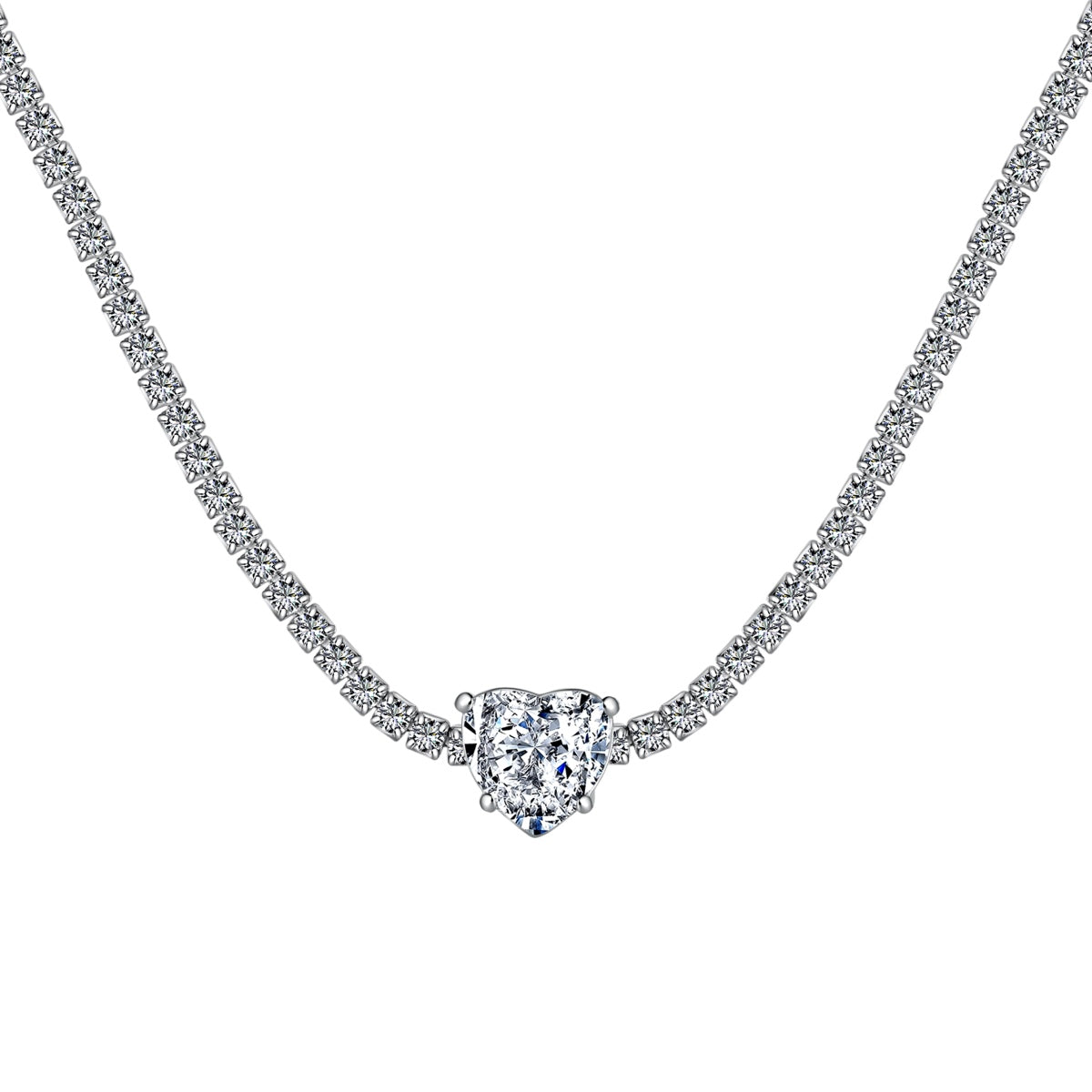 [Spark Jewelry]2.0 Carat Sparkling Tennis Heart Cut Necklace