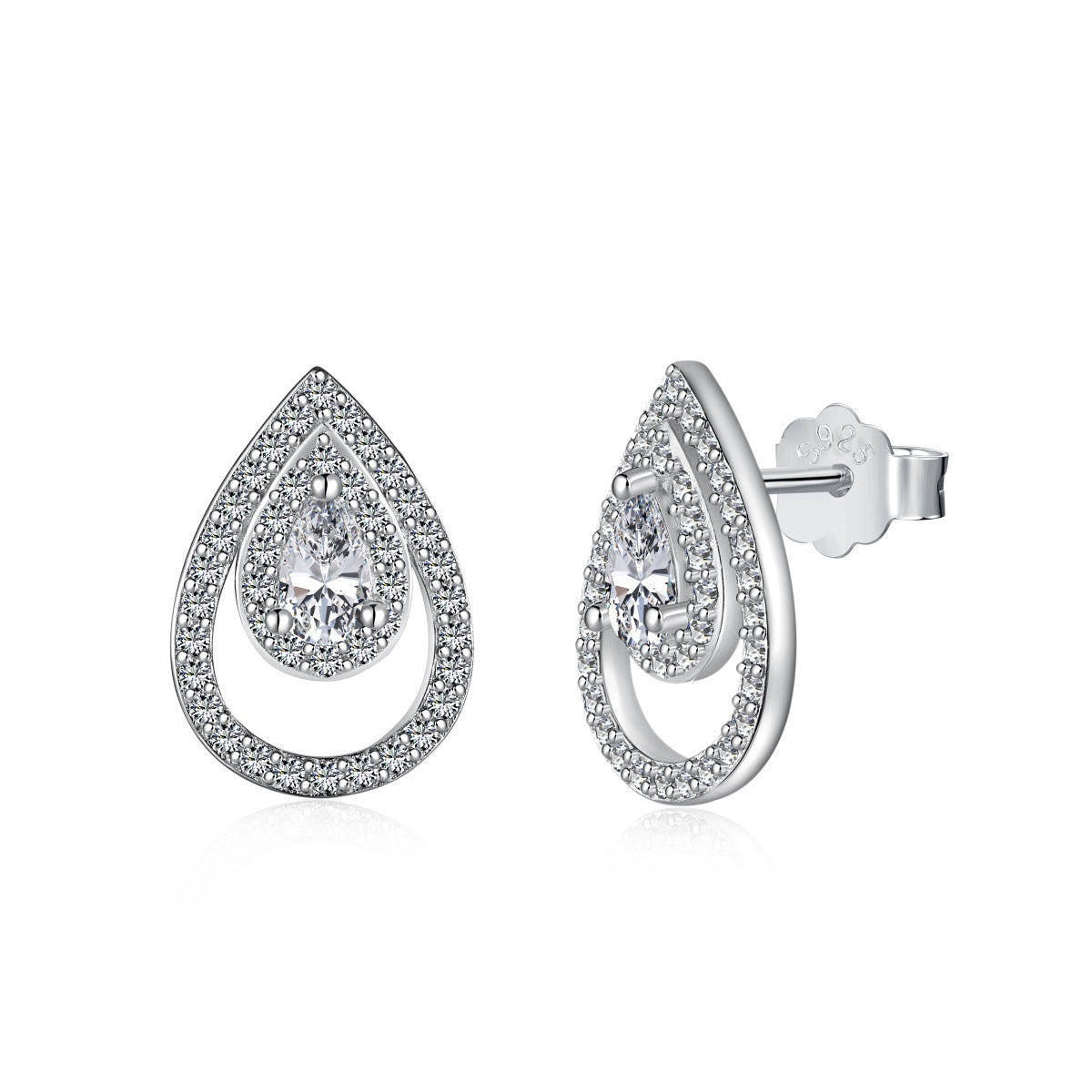 [Spark Jewelry]Sparkling Delicate Water Drop Shape Daily Earrings