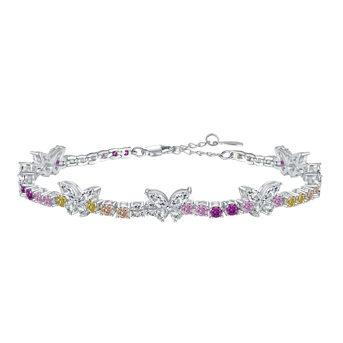 [Spark Jewelry]Ornate Colorful Butterfly Shape Round Cut Daily Bracelet