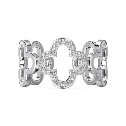 [Spark Jewelry]Hollow Design Four-Leaf Clover Flower Shape Ring