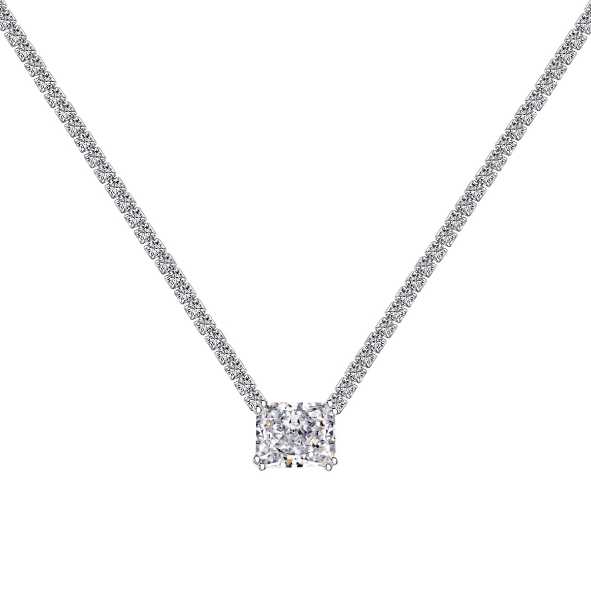 [Spark Jewelry]4.0 Carat Elegant Radiant Cut Necklace