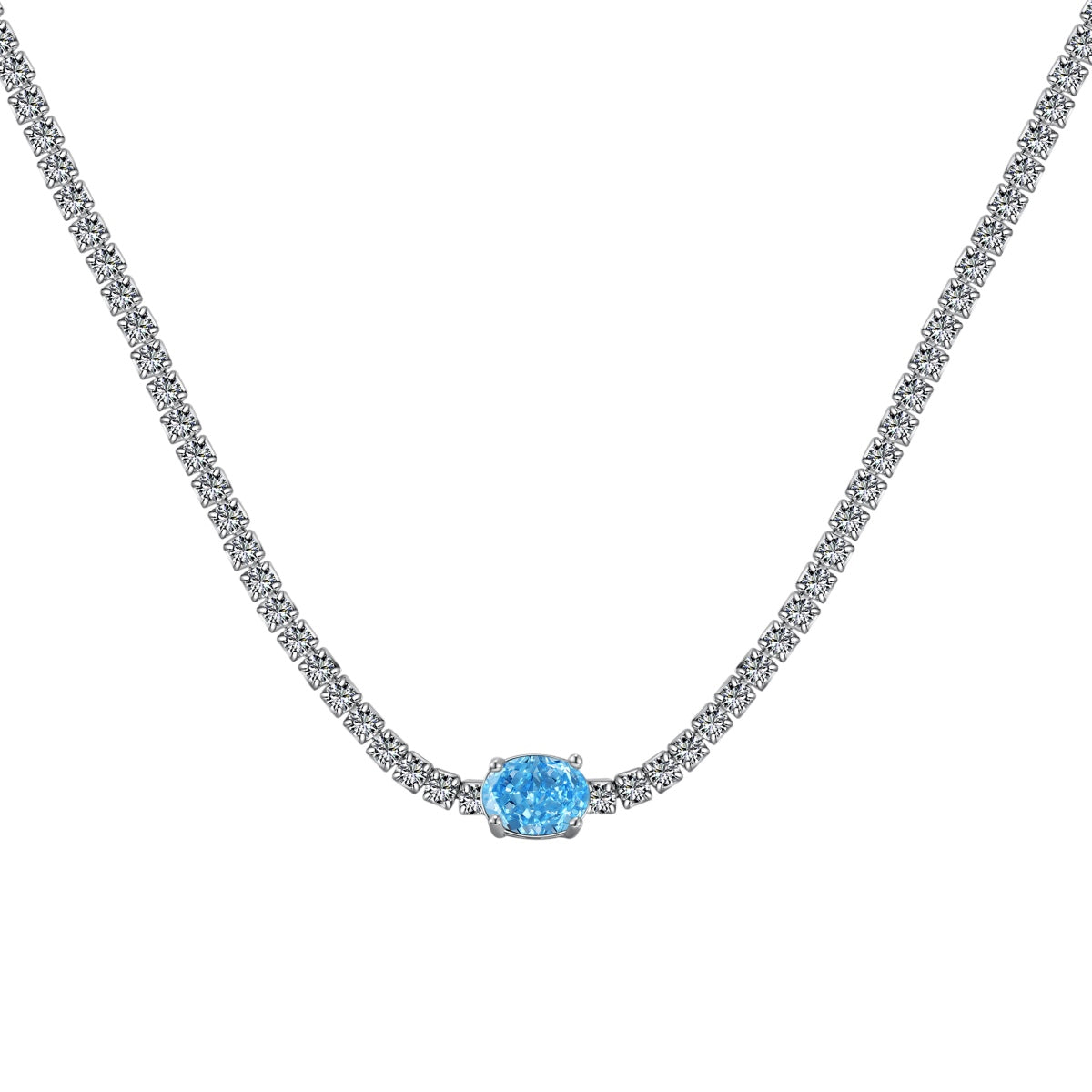 [Spark Jewelry]1.0 Carat Shining Oval Cut Necklace