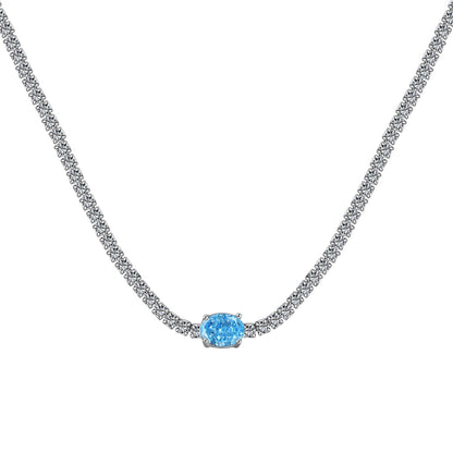[Spark Jewelry]1.0 Carat Shining Oval Cut Necklace