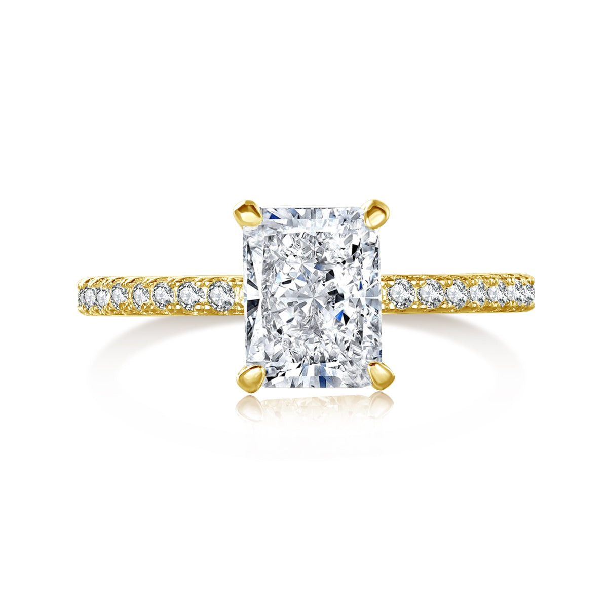 [Spark Jewelry]2.0 Carat Dazzling Sparkling Radiant Cut Party Ring