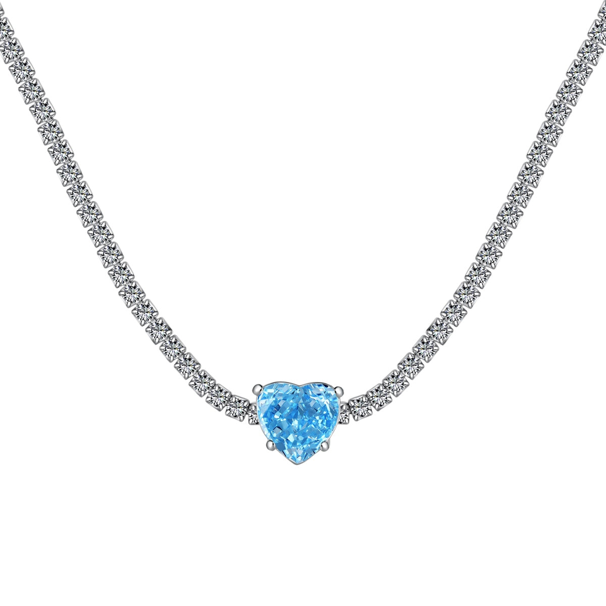 [Spark Jewelry]2.0 Carat Sparkling Tennis Heart Cut Necklace