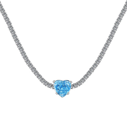 [Spark Jewelry]2.0 Carat Sparkling Tennis Heart Cut Necklace