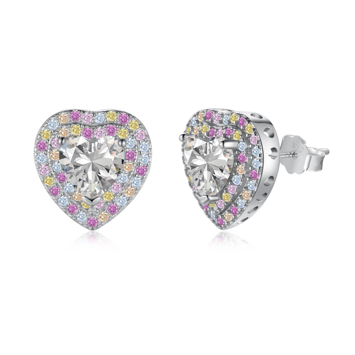 [Spark Jewelry]Dazzling Heart Shape Lover Earrings