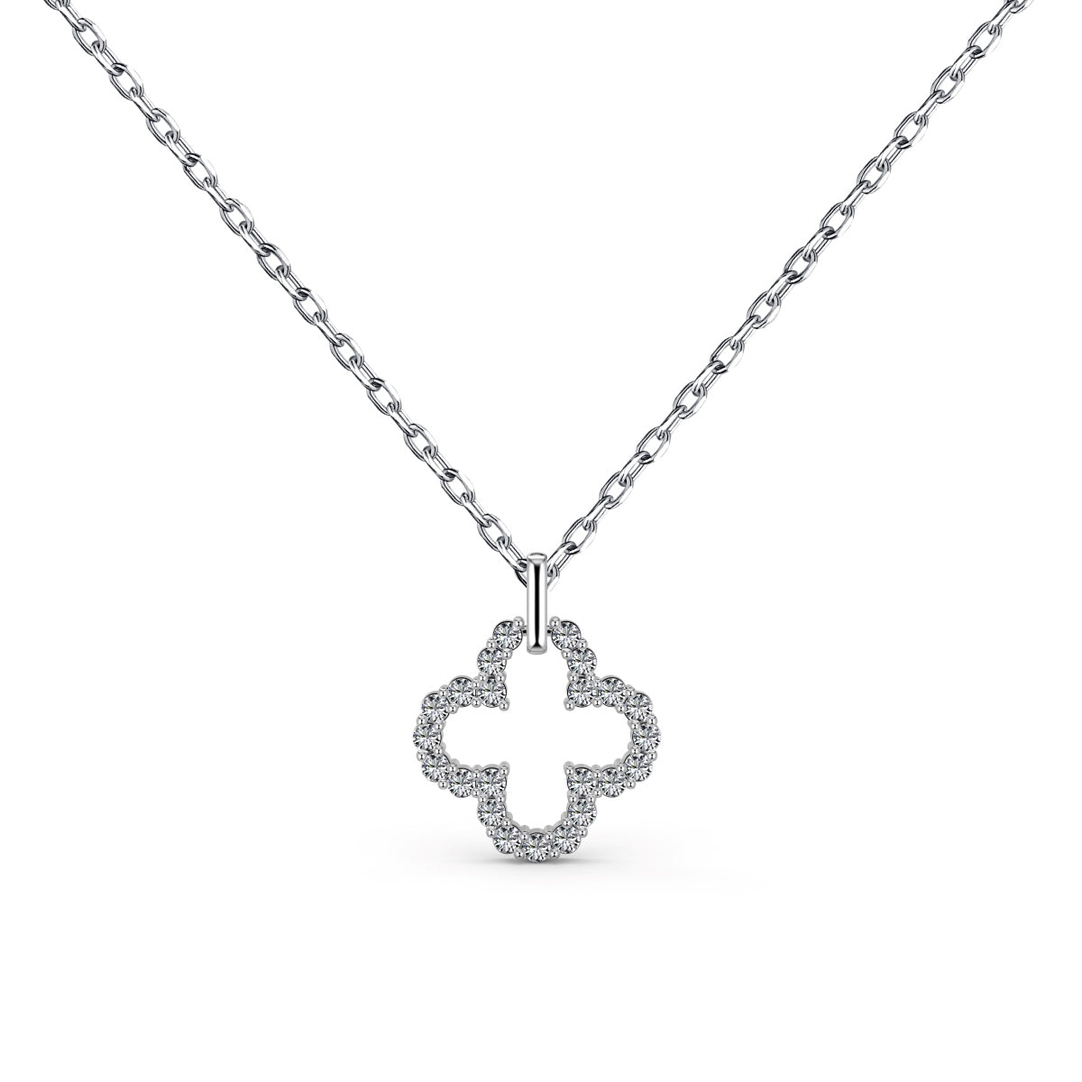[Spark Jewelry]Four-Leaf Clover Hollow Design Exquisite Necklace
