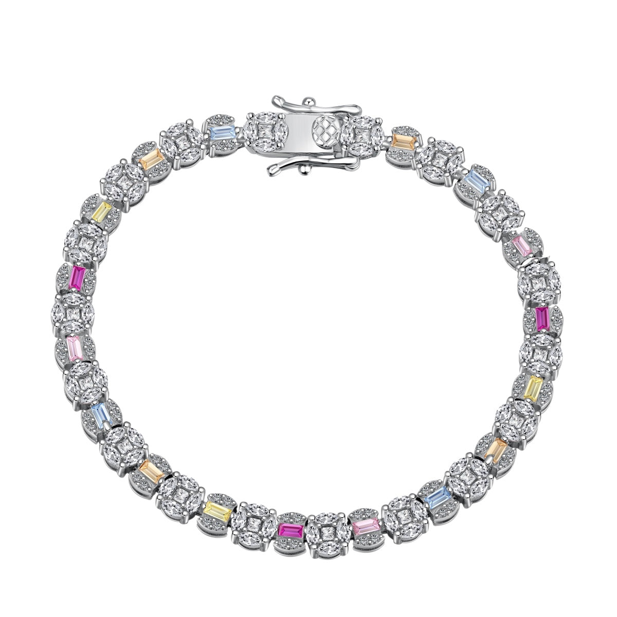 [Spark Jewelry]Dazzling Radiant Multi Cut Daily Bracelet