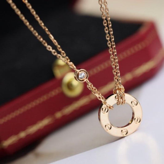 [⭐Spark]LOVE NECKLACE ADJUSTABLE ROSE GOLD 2 DIAMOND