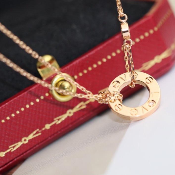[⭐Spark]LOVE NECKLACE ADJUSTABLE ROSE GOLD 2 DIAMOND