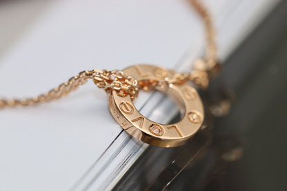 [⭐Spark]LOVE NECKLACE ADJUSTABLE ROSE GOLD 2 DIAMOND