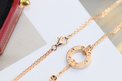[⭐Spark]LOVE NECKLACE ADJUSTABLE ROSE GOLD 2 DIAMOND