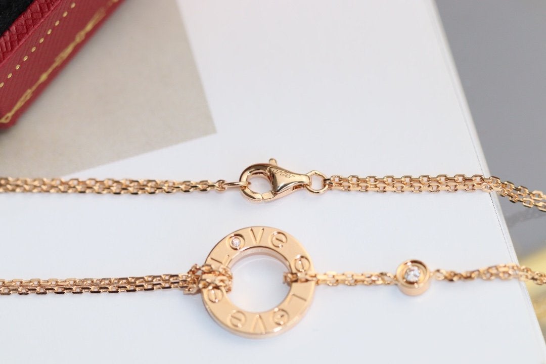 [⭐Spark]LOVE NECKLACE ADJUSTABLE ROSE GOLD 2 DIAMOND