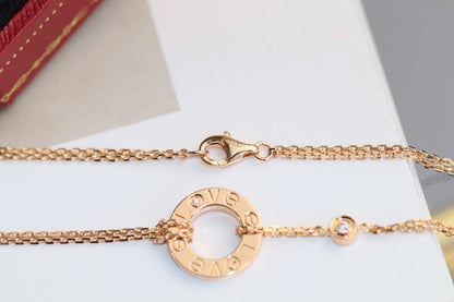 [⭐Spark]LOVE NECKLACE ADJUSTABLE ROSE GOLD 2 DIAMOND