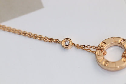 [⭐Spark]LOVE NECKLACE ADJUSTABLE ROSE GOLD 2 DIAMOND