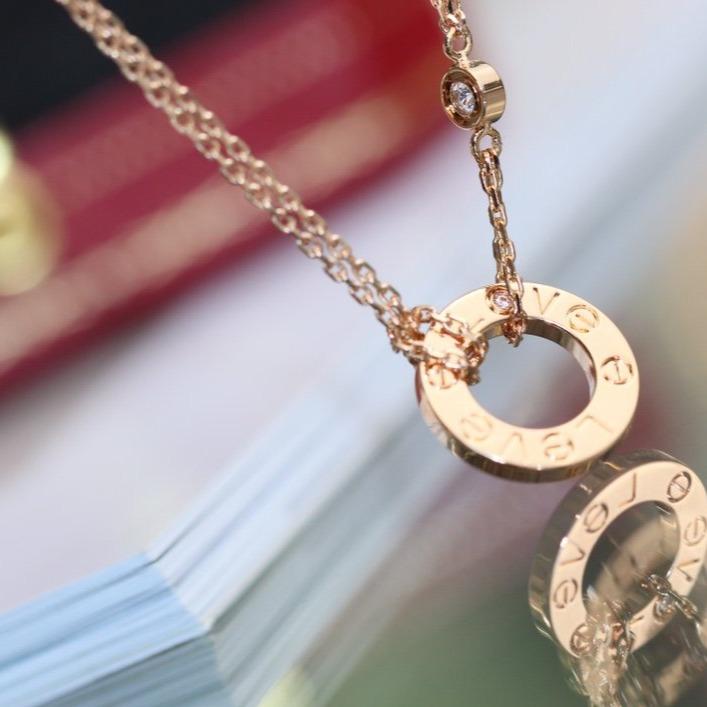 [⭐Spark]LOVE NECKLACE ADJUSTABLE ROSE GOLD 2 DIAMOND