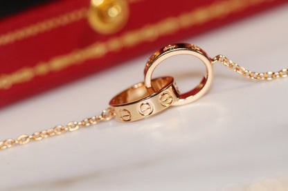 [⭐Spark]LOVE NECKLACE PINK GOLD AND SILVER
