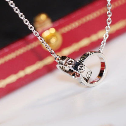 [⭐Spark]LOVE NECKLACE PINK GOLD AND SILVER