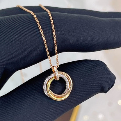 [⭐Spark]TRINITY NECKLACE SILVER GOLD PINK GOLD DIAMONDS