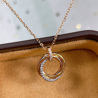 [⭐Spark]TRINITY NECKLACE SILVER GOLD PINK GOLD DIAMONDS