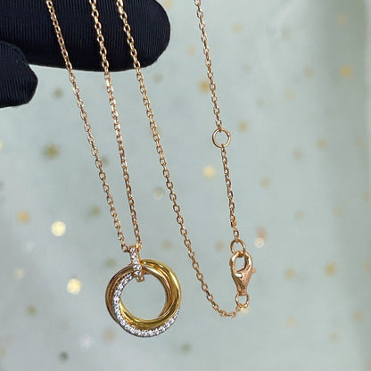 [⭐Spark]TRINITY NECKLACE SILVER GOLD PINK GOLD DIAMONDS