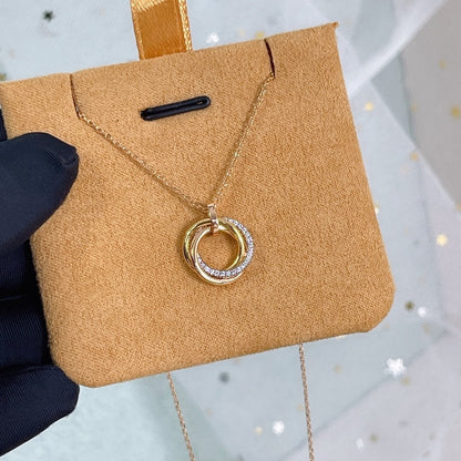 [⭐Spark]TRINITY NECKLACE SILVER GOLD PINK GOLD DIAMONDS