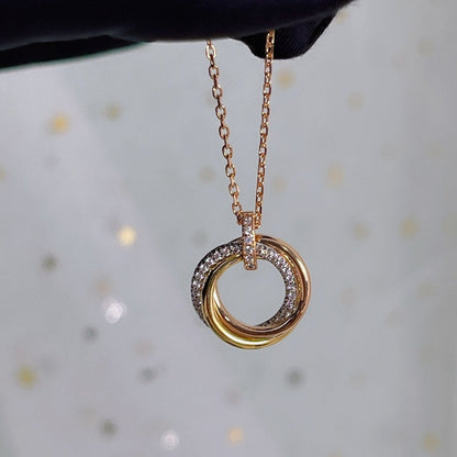[⭐Spark]TRINITY NECKLACE SILVER GOLD PINK GOLD DIAMONDS