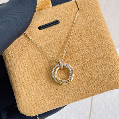 [⭐Spark]TRINITY NECKLACE SILVER GOLD PINK GOLD DIAMONDS